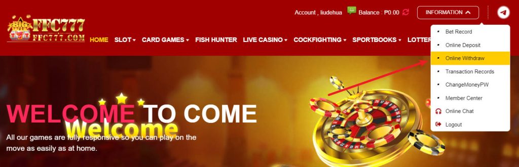 Detailed instructions on how to withdraw at FB777
